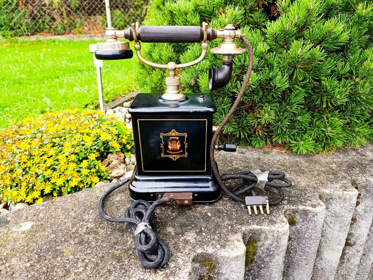 Velmi starý dánský telefon Jydsk, top zachovalý ks do sbírky - 7