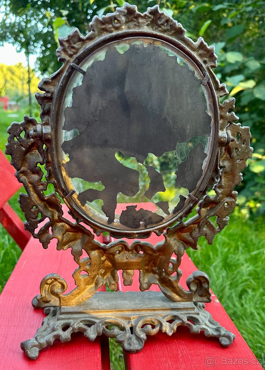 Starožitné zámecké toaletní zrcadlo původní stav - 7