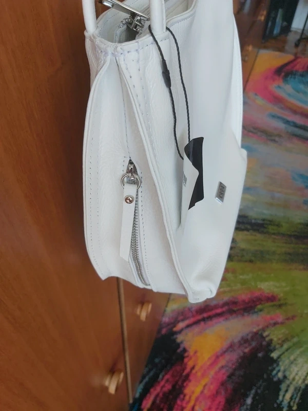 super bílá kožená kabelka Kara - 7