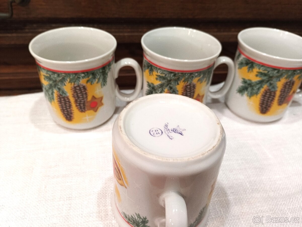Porcelán s vánočním motivem - dózy, hrníčky - 7