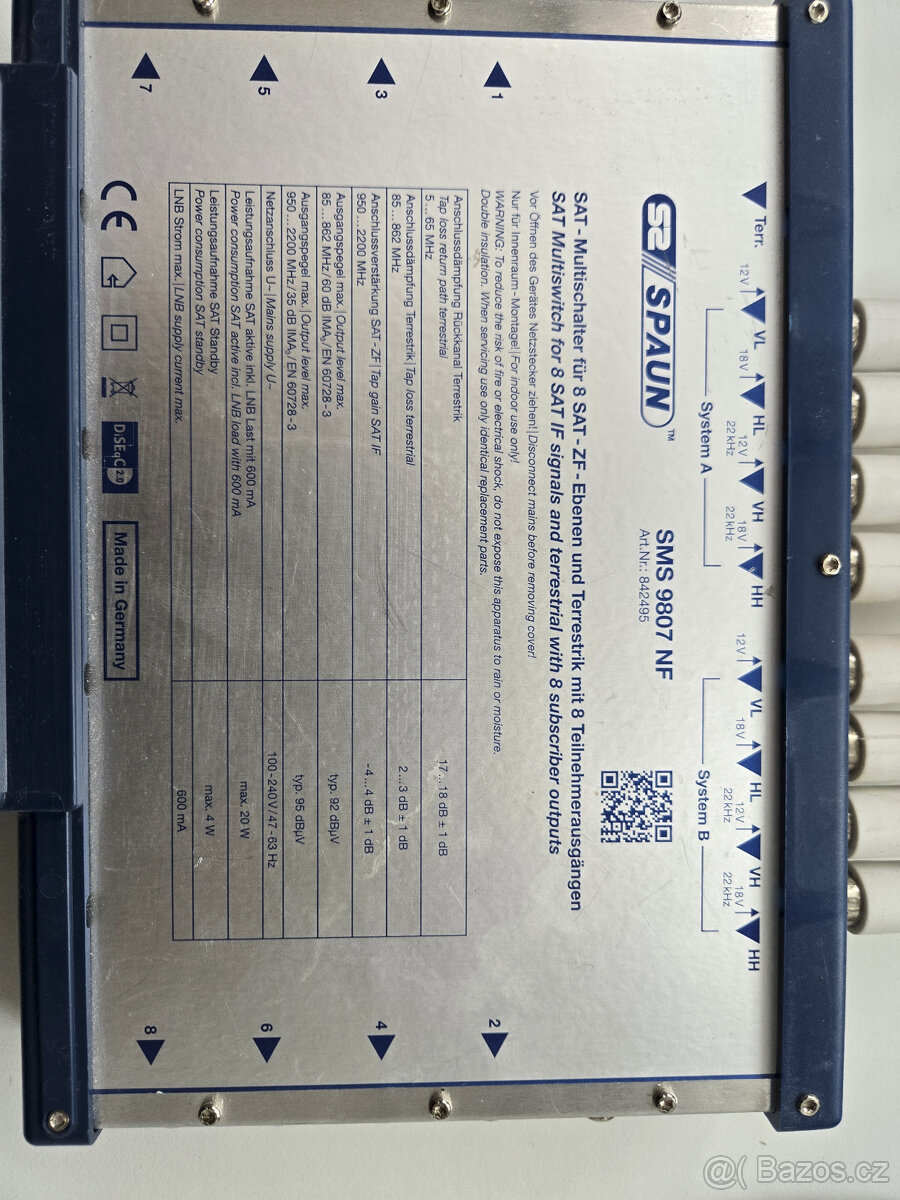 Spaun Sat Compact Multiswitch SMS 9807 NF použitý - 7