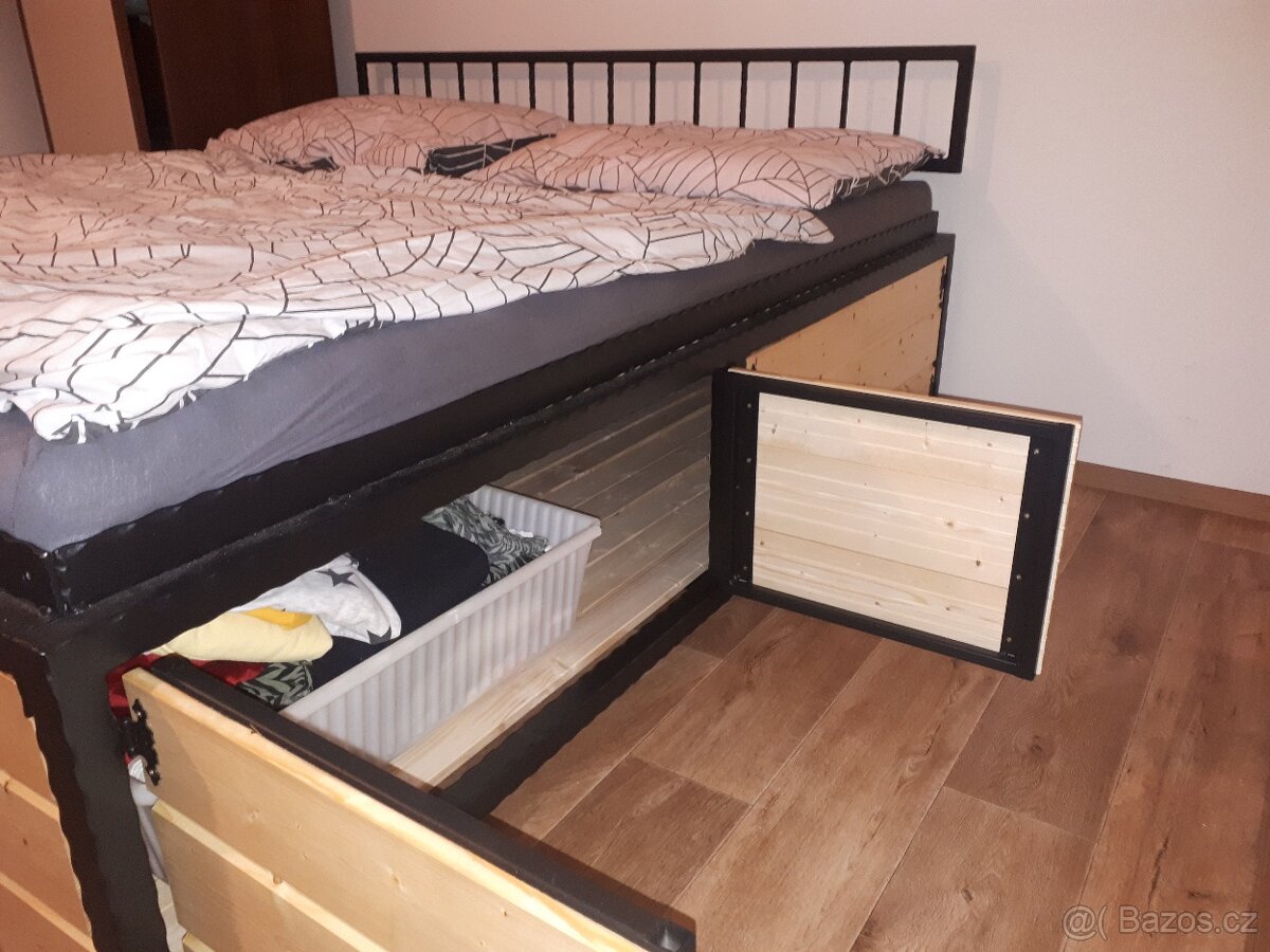 Kovová postel ,vyvyšená postel,masivní postel 160 180 x 200 - 7