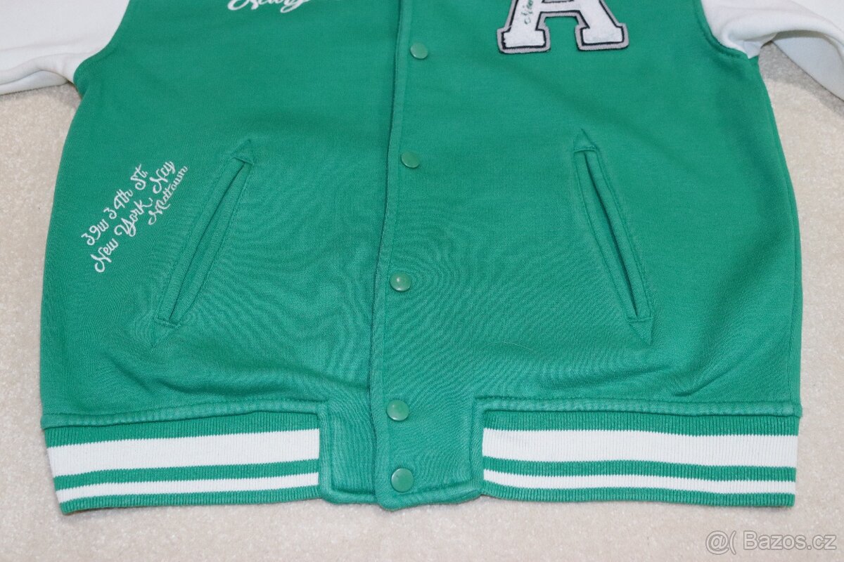 Zeleno-bílá College mikina ZARA vel. 152 - 7