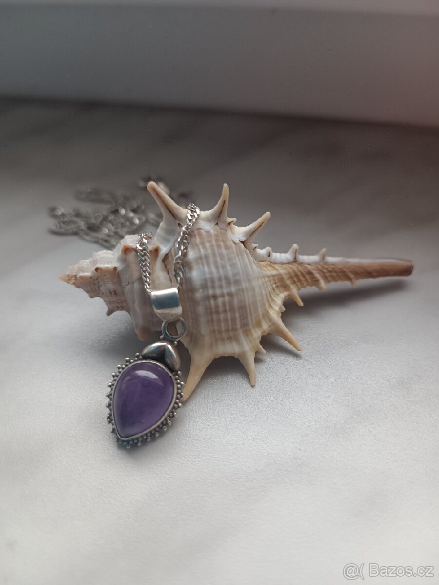 Stříbrný přívěsek ametyst - 7