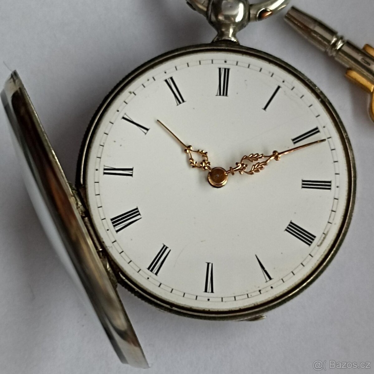 Starožitné stříbrné kapesní hodinky na klíček-klíčovky. - 7