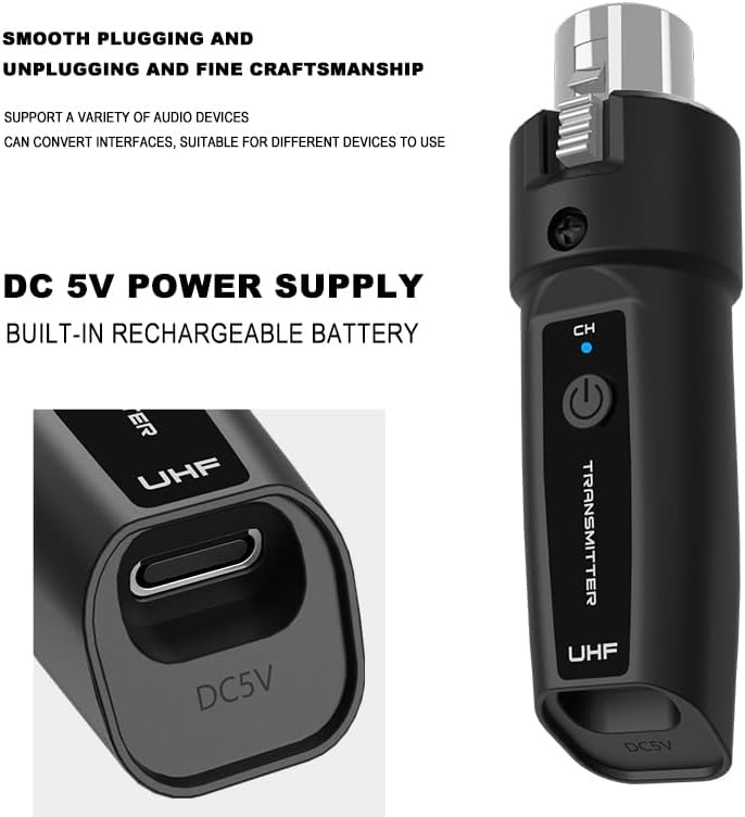 Převodník bezdrátového UHF Systém XLR pro 2 mikrofony - 7