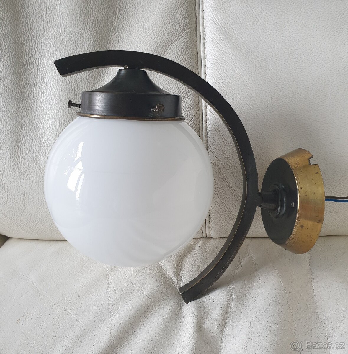 Starožitná nástěnná lampička art deco mosaz koule - 7