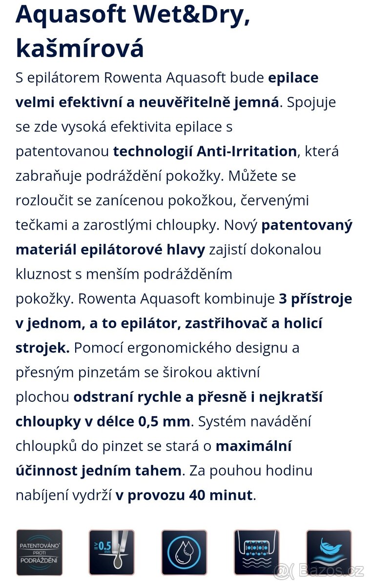 Epilátor Rowenta Aquasoft 3v1 - 7