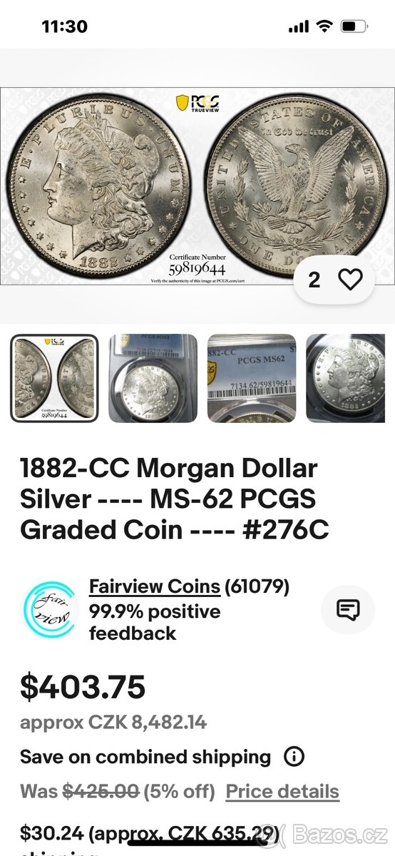 1882 mORGAN. CC ms62 - 7