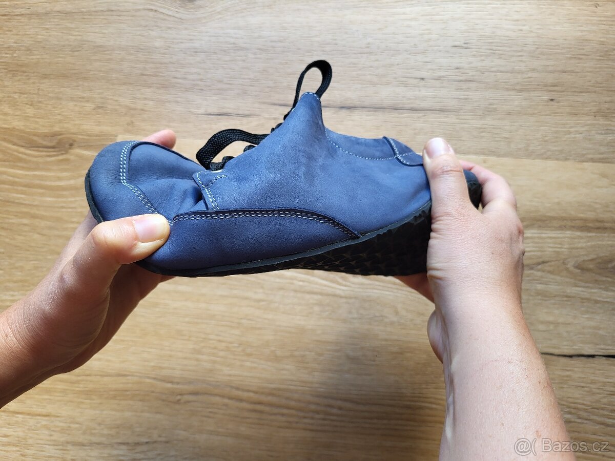 Barefoot kožené modré mokasíny - 7