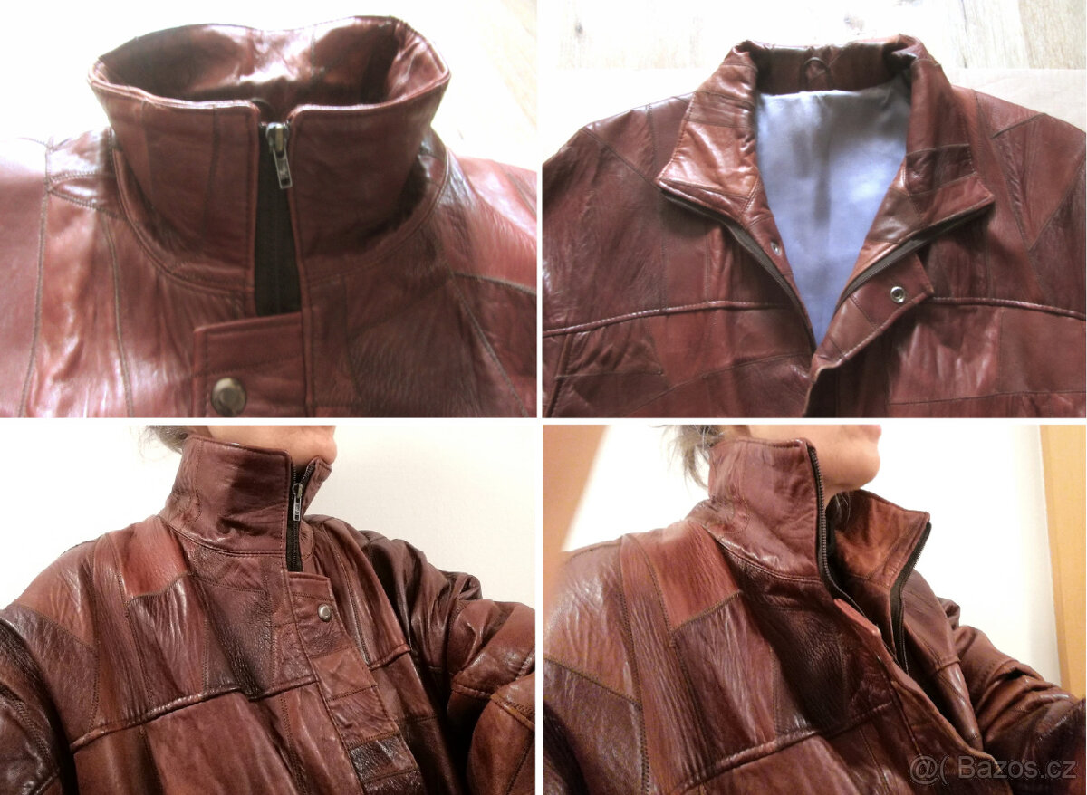 Vintage hnědá pánská kožená bunda - 7