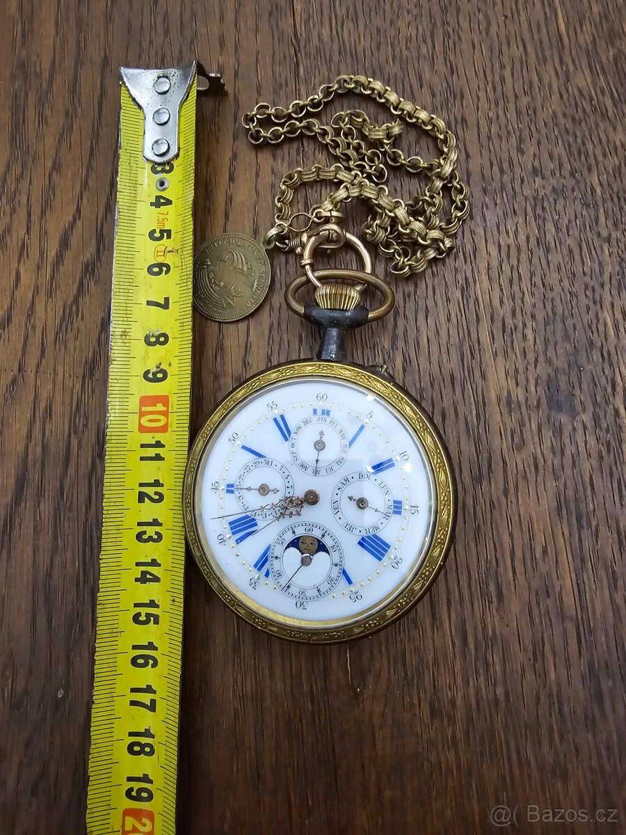 Velké kapesní hodinky s kalendářem a lunarními fazemi - 7