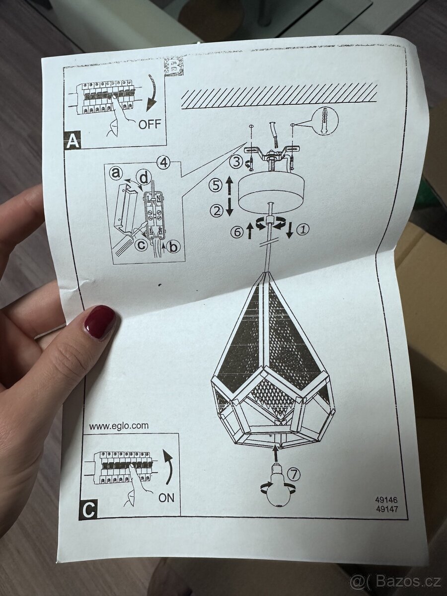 EGLO závěsné světlo / lustr na lanku černá vintage - 7