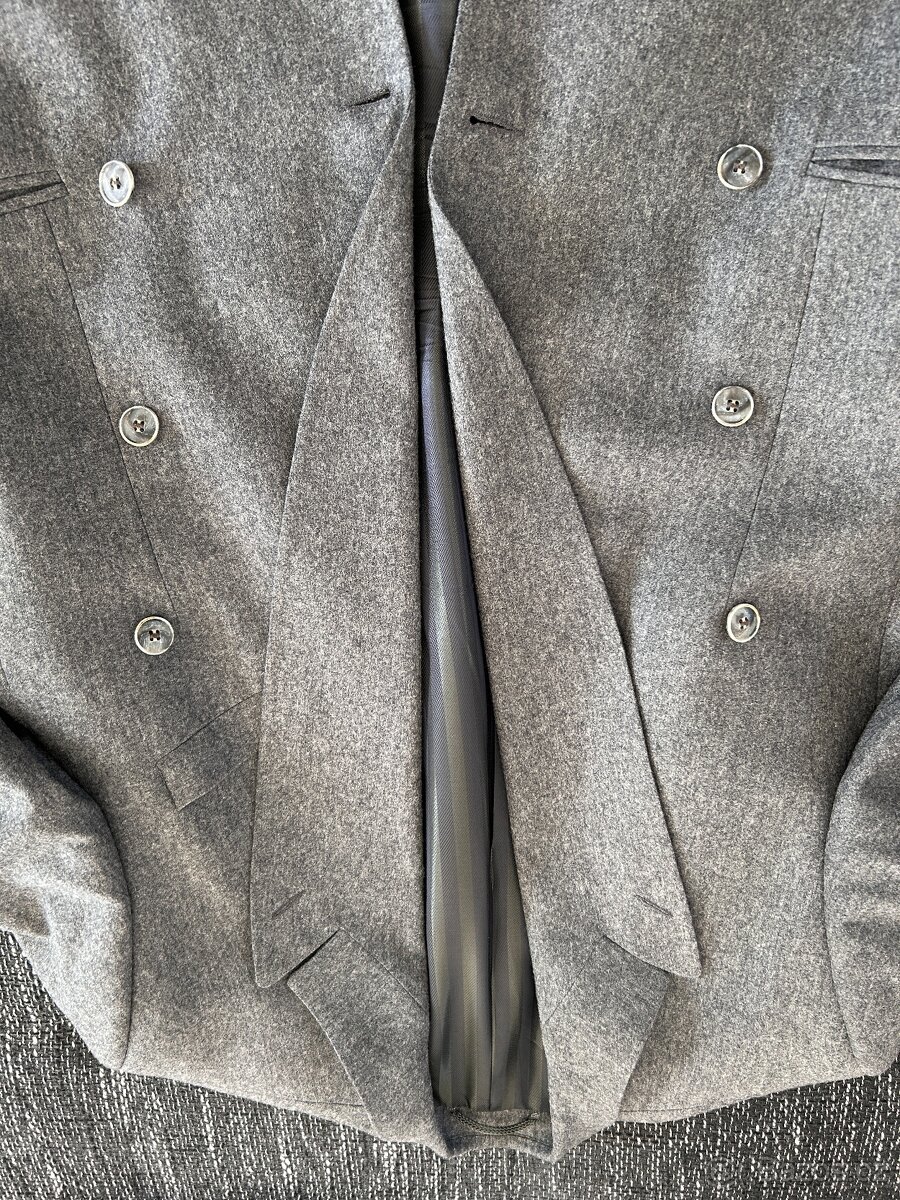 Pánský vlněný oblek - šedý, velikost 46 - 7