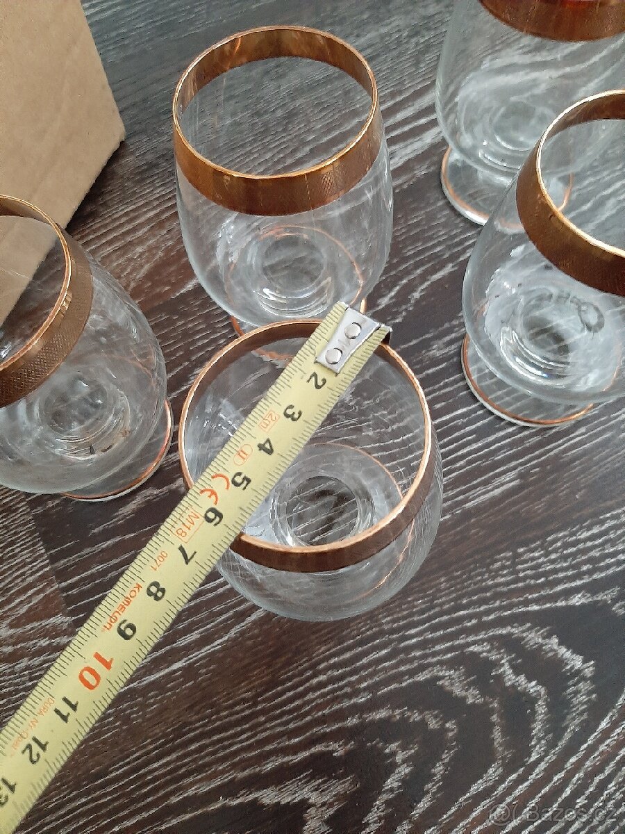 Retro sada pozlacených skleniček na koňak 6 ks - 7