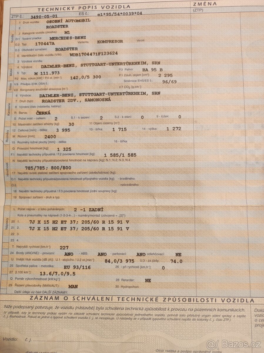 MB SLK 2,3i kompresor 5st manuál - 7