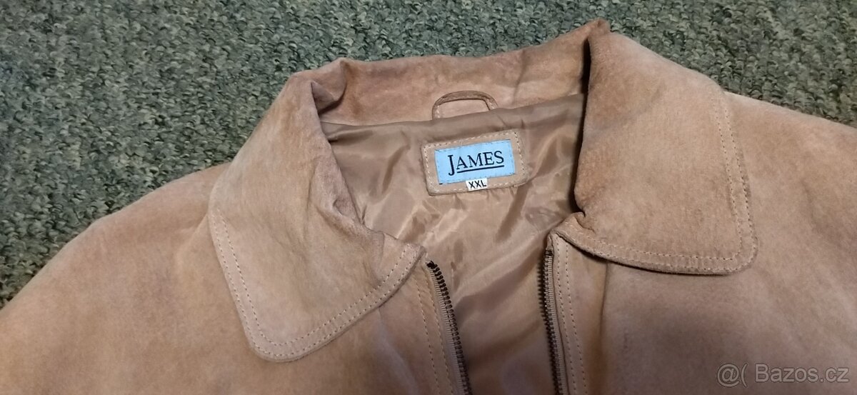 Pánská bunda, béžová, zn. James, kožená, nošená, vel. XXL - 7