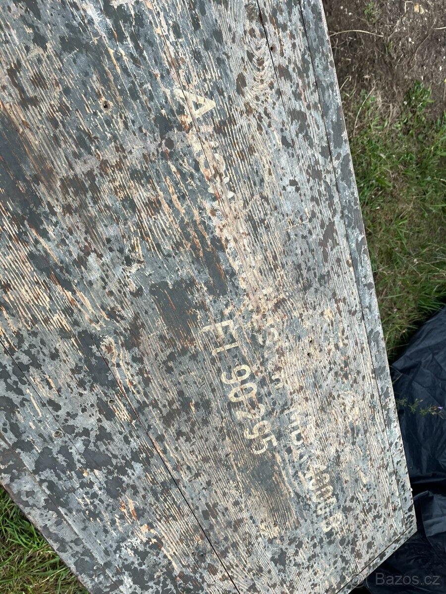 Stará Německá vojenská dřevěná okvoná bedna pro Wermacht - 7