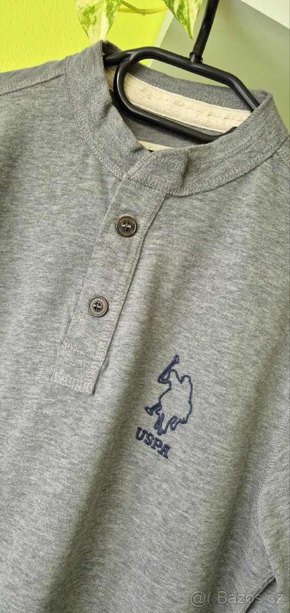 Šedé pánské tričko s knoflíčky - 7