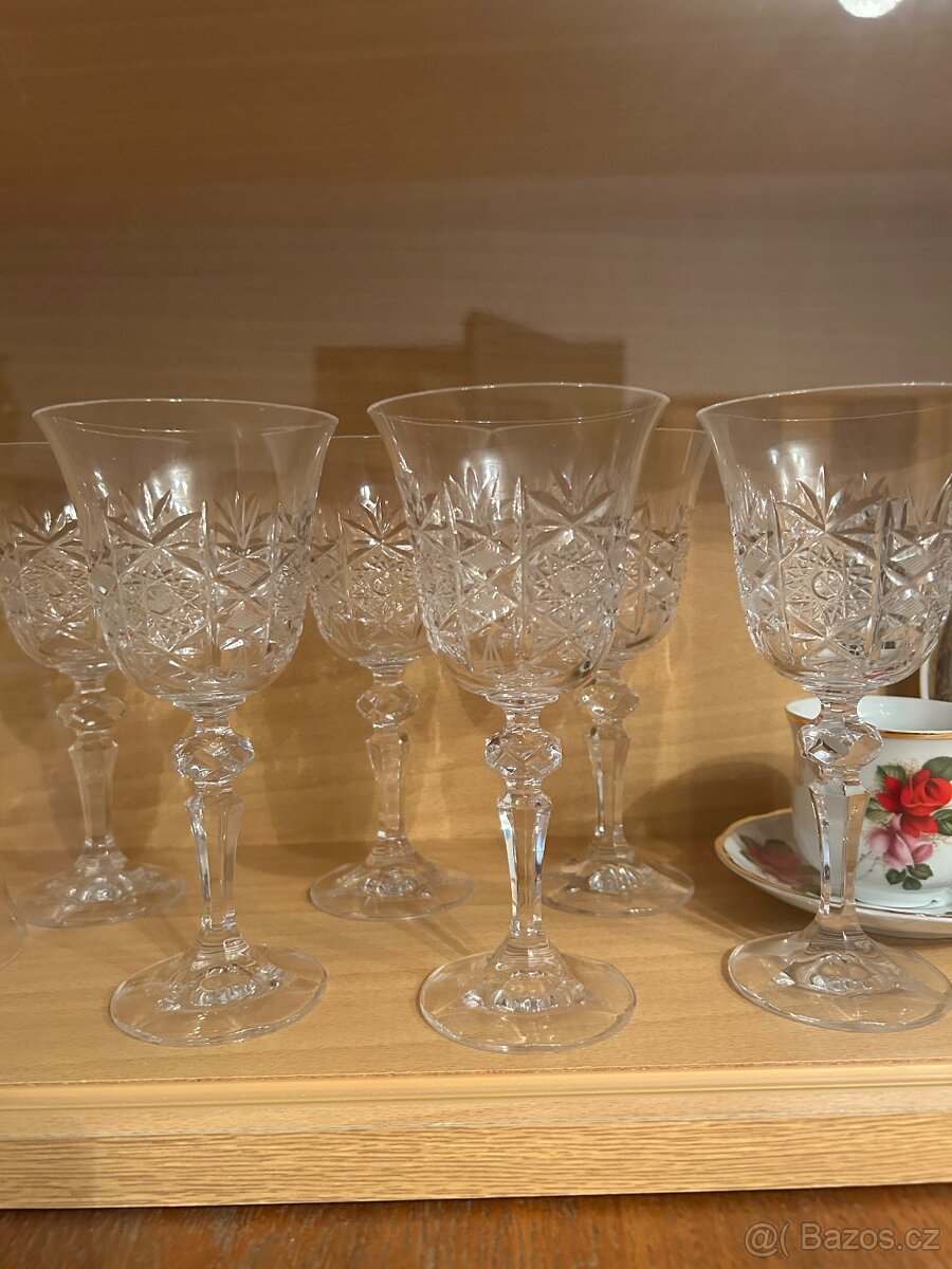 Porcelán sošky sklenice broušené sklo - 7