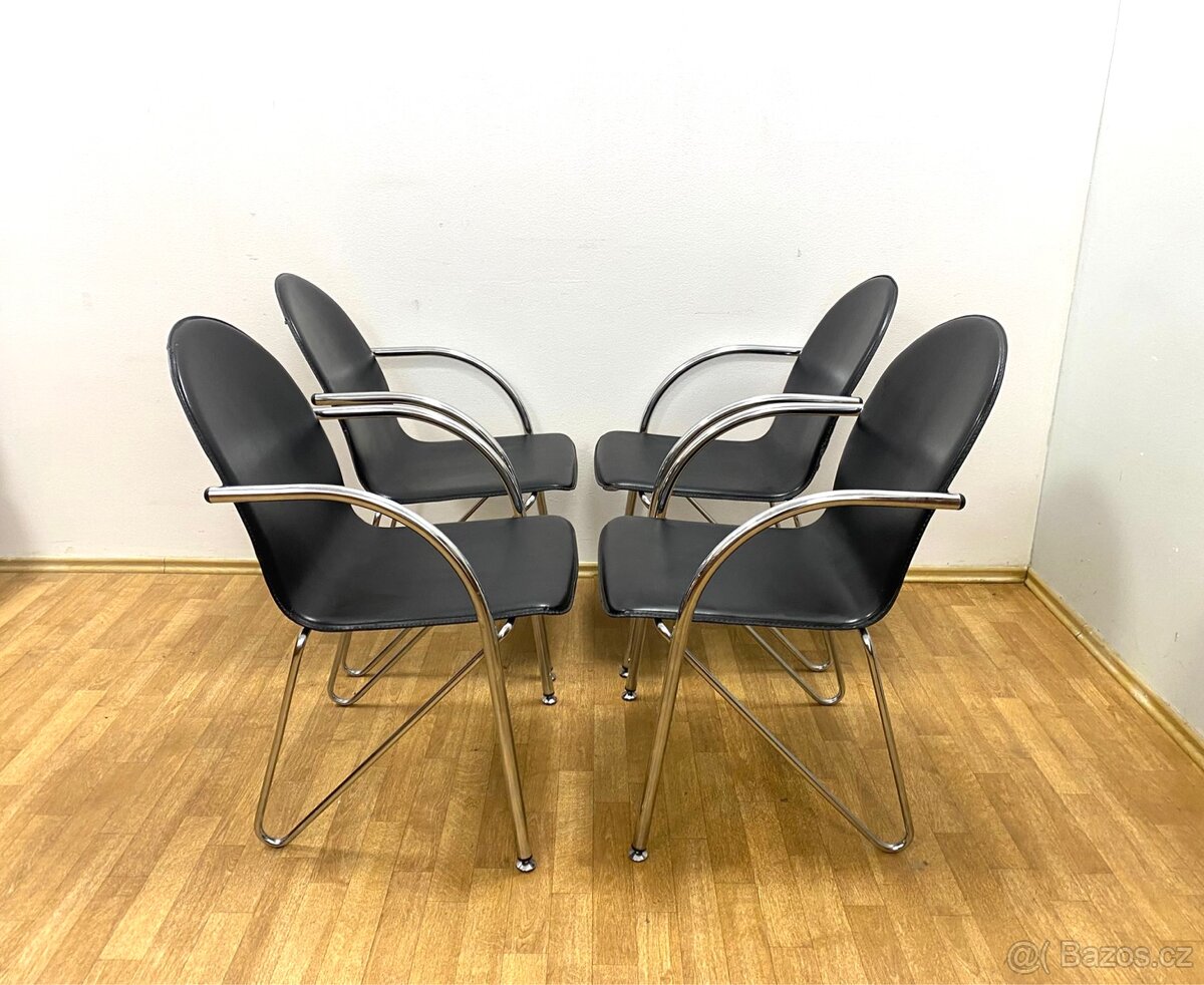 Retro židle 80. léta chrom kůže - 7