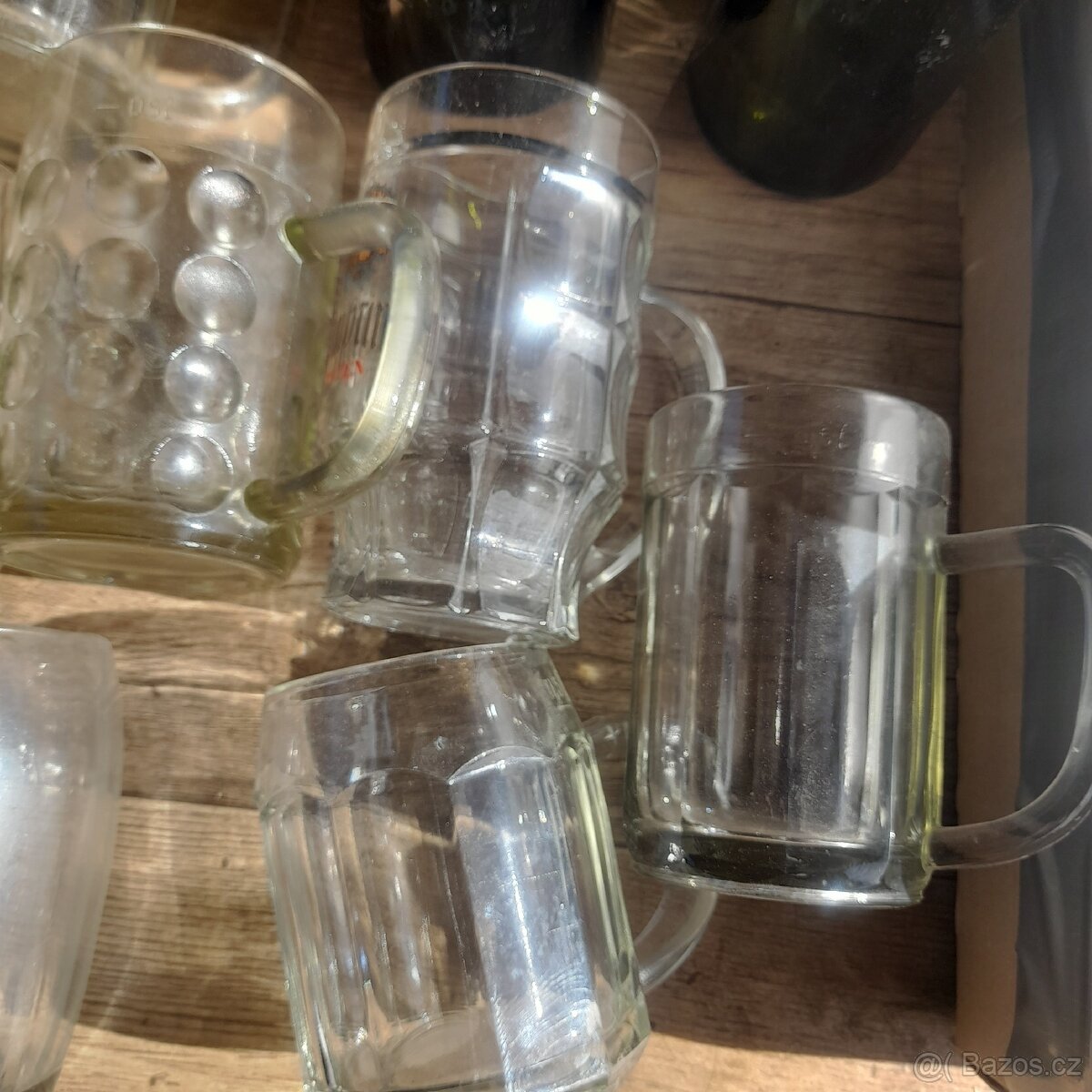 Staré pivní sklo,půlitr, lahve - 7