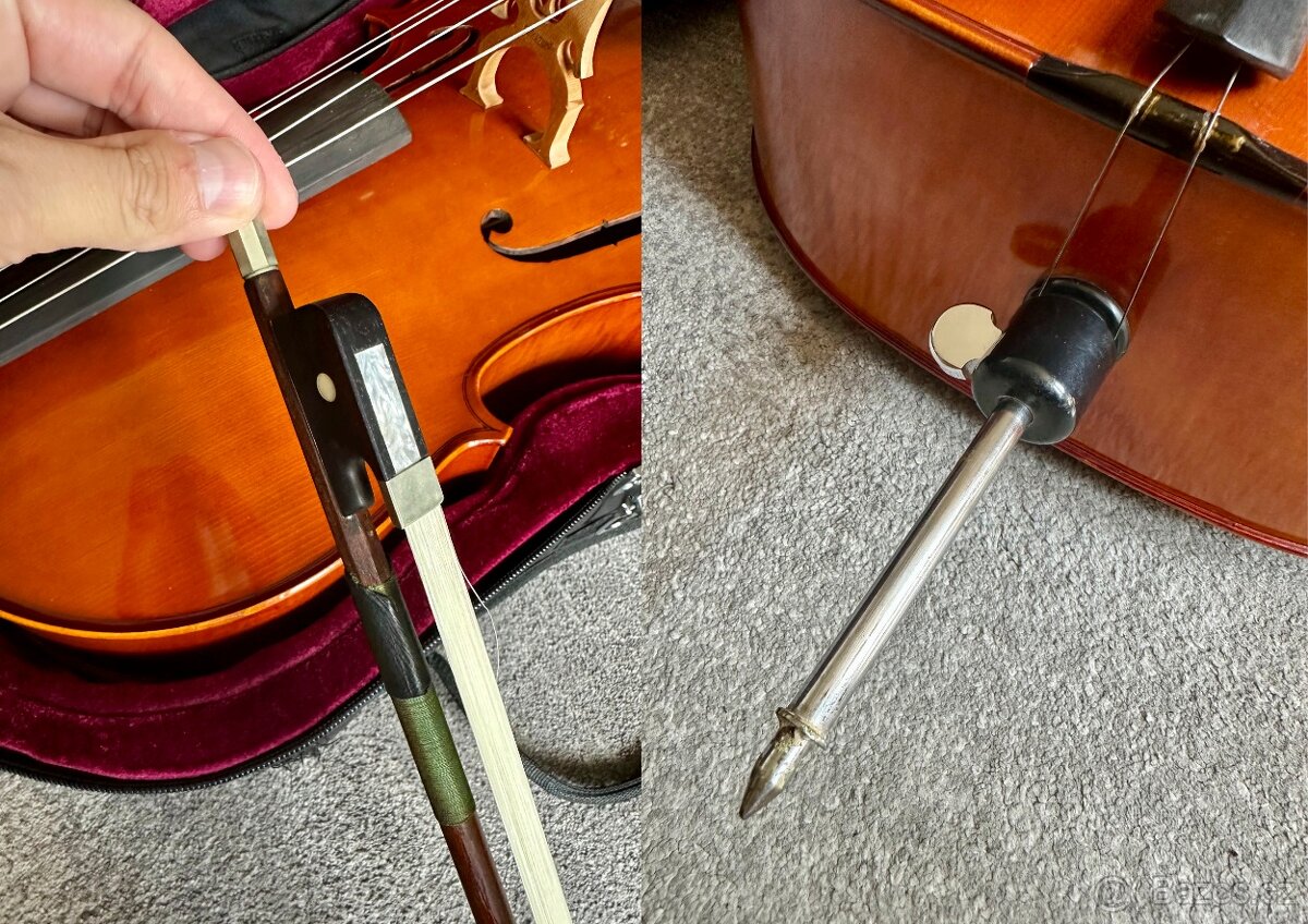 Prodám 4/4 violoncello, tvrdé pouzdro, smyčec, příslušenstvi - 7