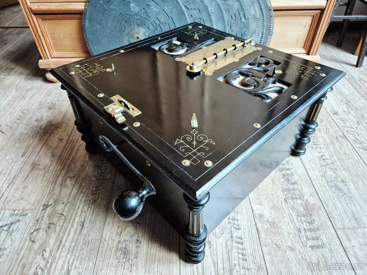 Velký starožitný hrací stroj, flašinet na kliku Amorette - 7