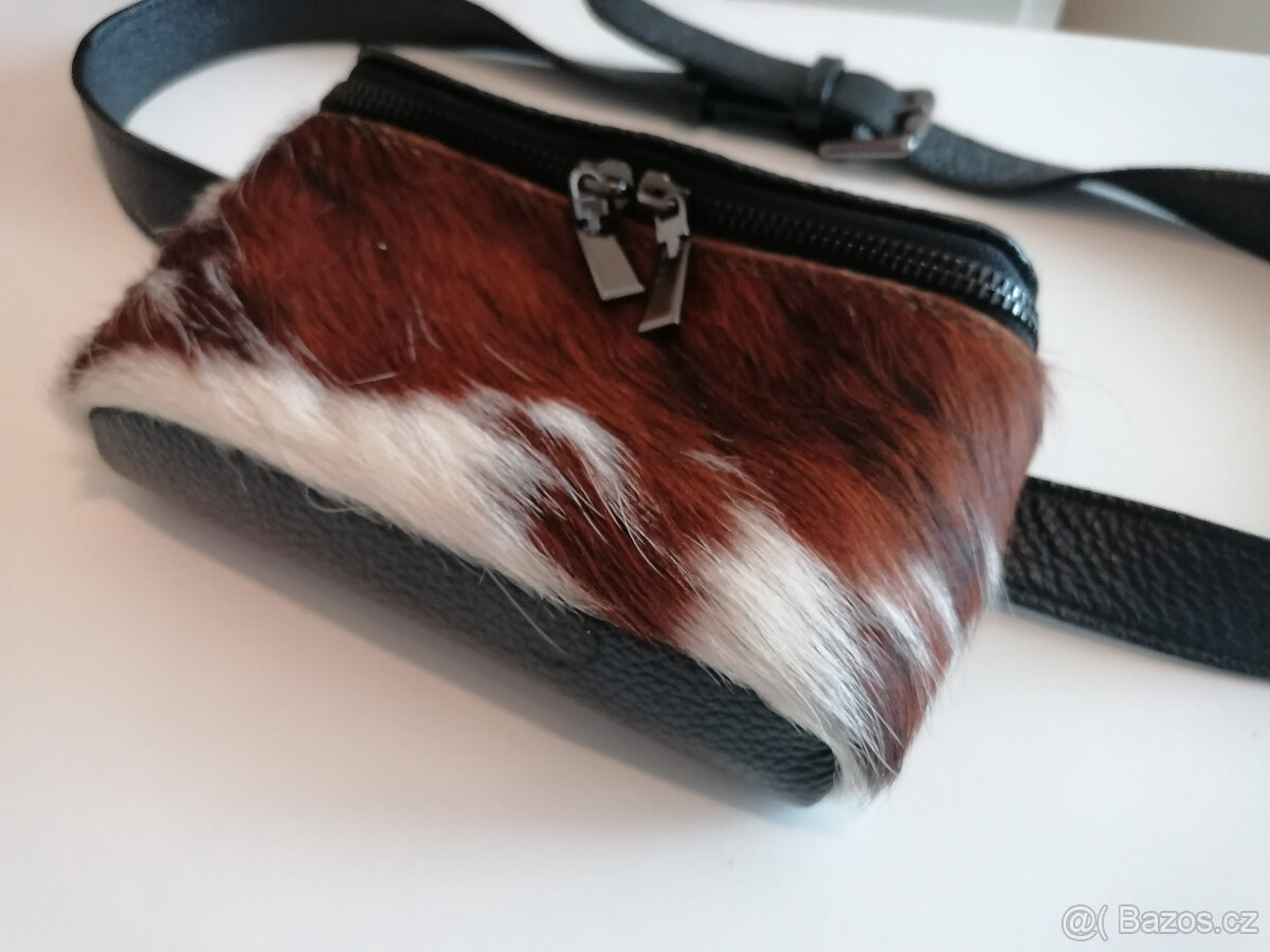 Nová kožená kapsa se srstí na pásku - 7