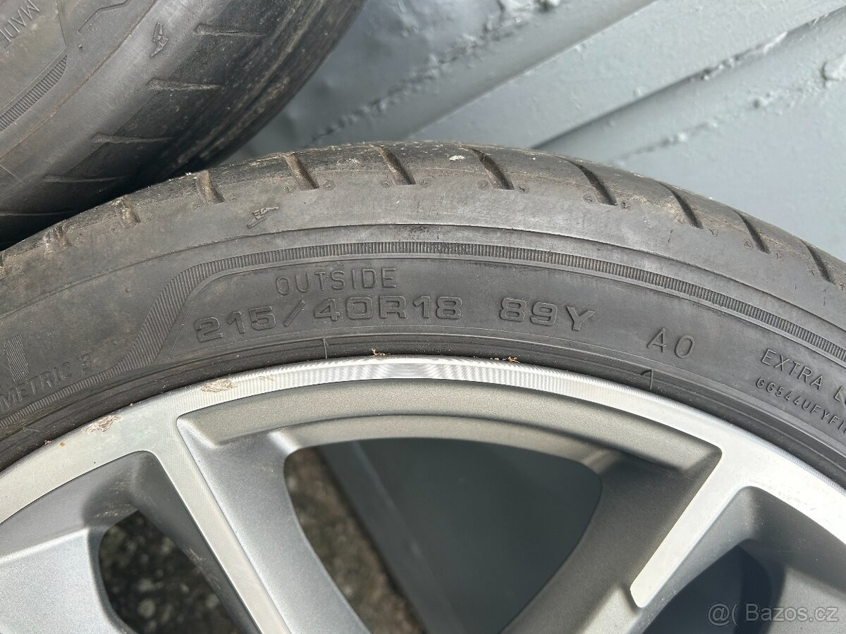 Alu kola R18 5x100 Audi + Letní pneu 215/40/18 Goodyear - 7
