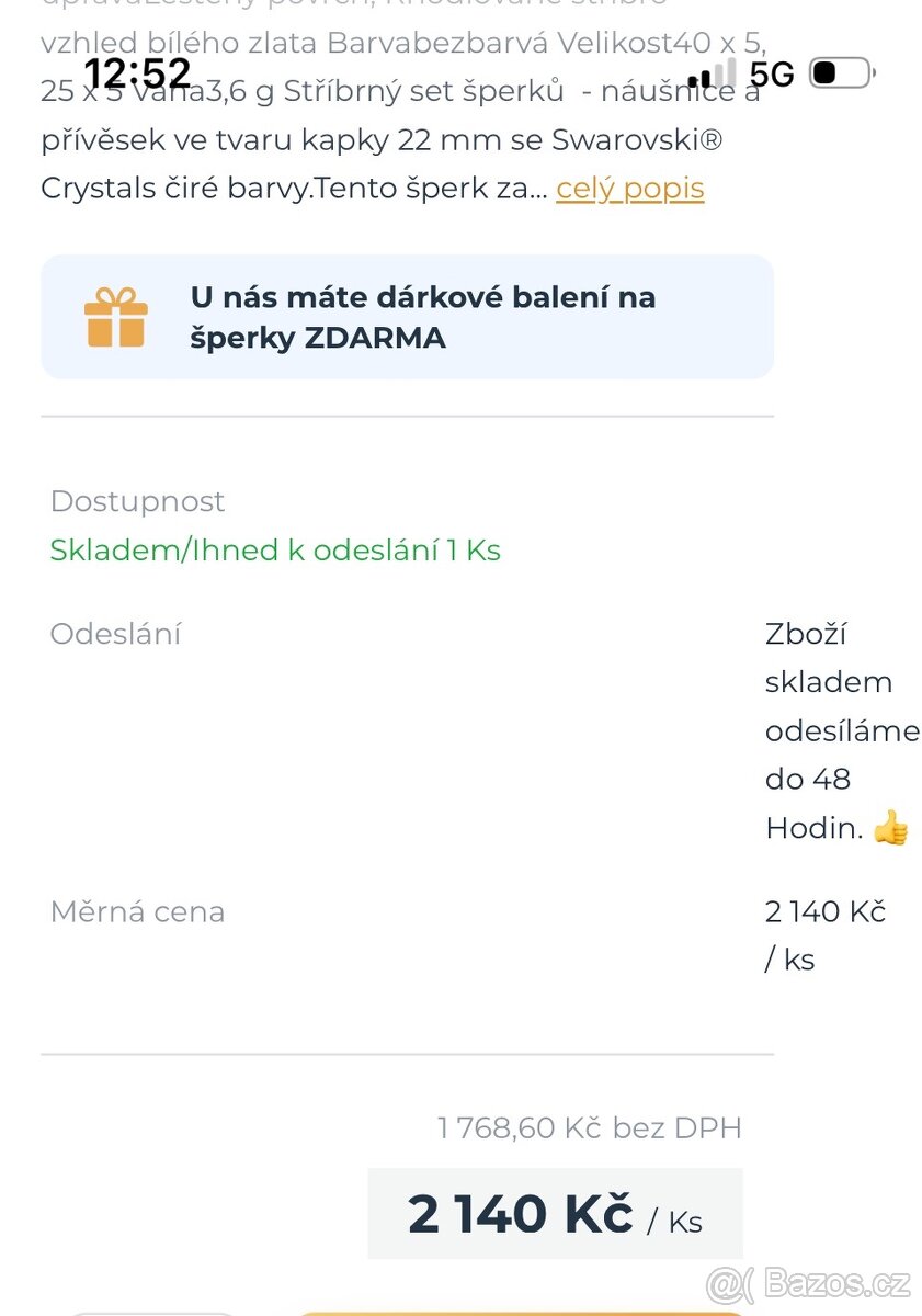 Set náušnice a přívěsek Swarovski - 7