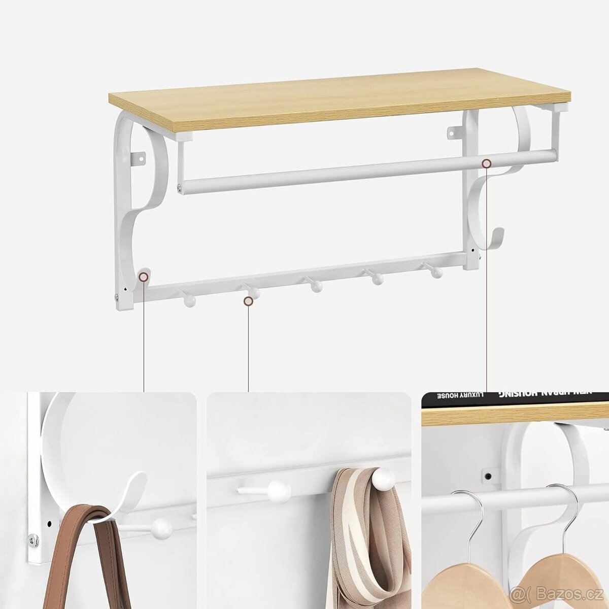 NOVÝ NÁSTĚNNÝ VĚŠÁK S POLICÍ - 7