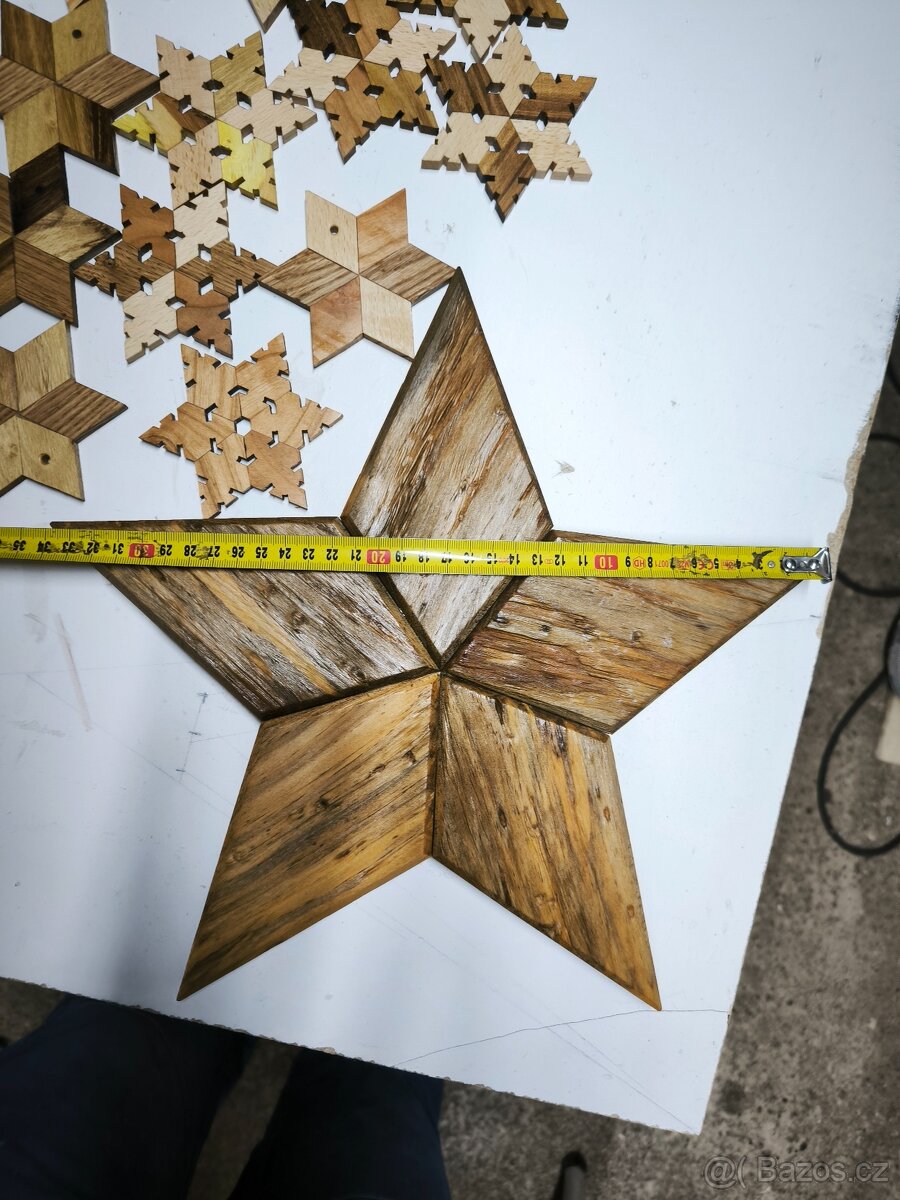 Dřevěný stromek, hvězda, vločka - 7