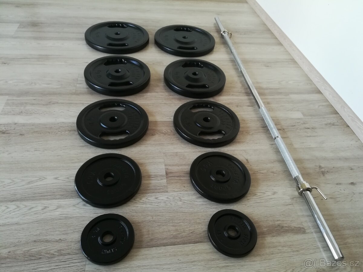 Prodám novou bench činku o celkové váze 114 kg České výroby - 7