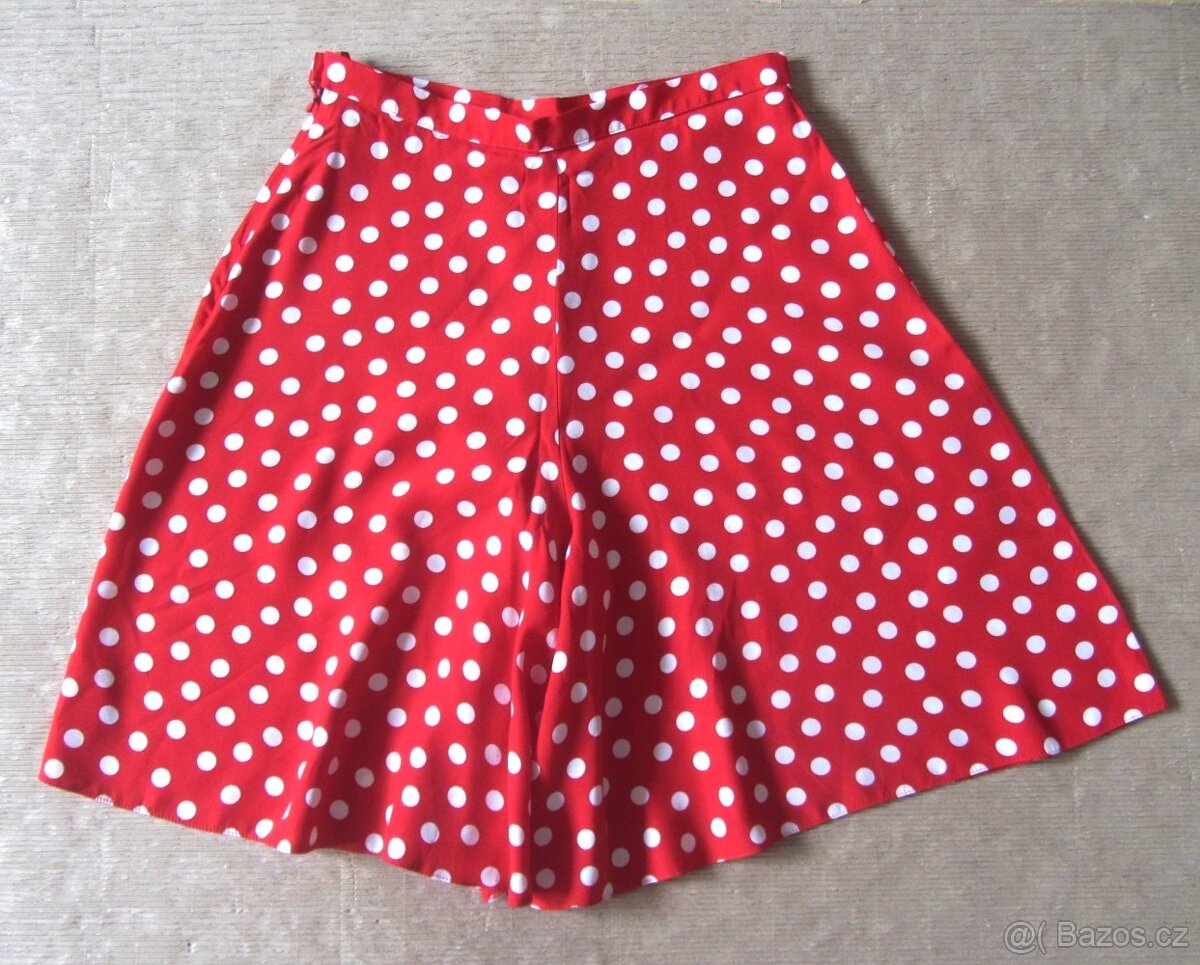 Vintage 90s červenobílé puntíkované dámské kraťasy - 7
