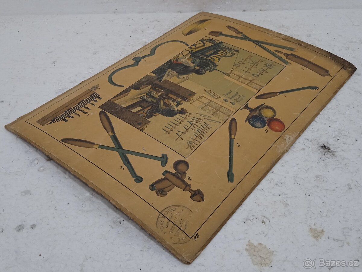 Tokárník - školní pomůcka 1856 - 36,5x26,5cm - 7