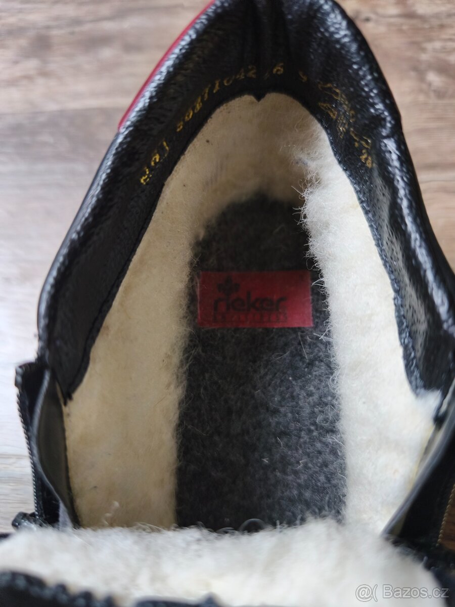 Teplé kožené vínovočerné boty RIEKER v.38-top stav - 7