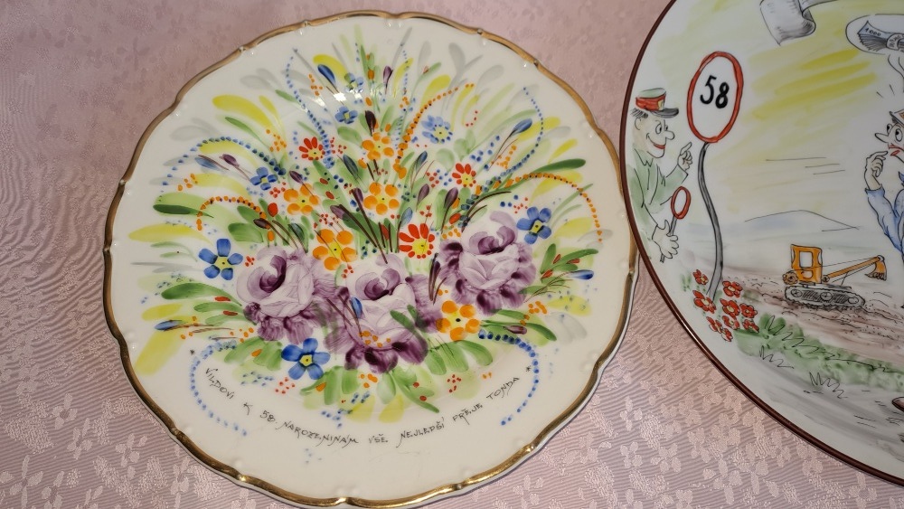 RETRO PORCELÁN TALÍŘE RUČNĚ MALOVANÉ - 7