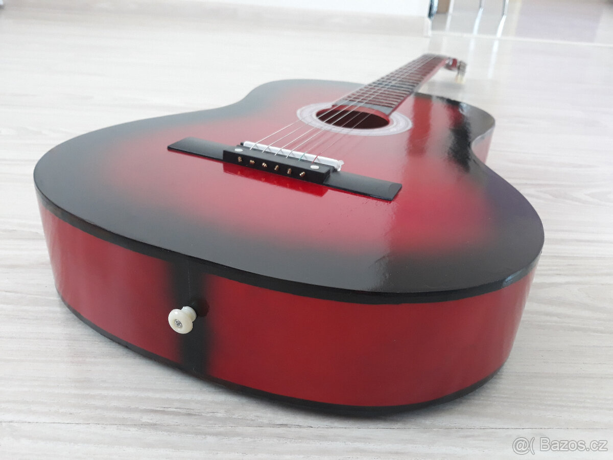 Kytara akustická 3/4, velká, délka 99cm, barva vínová - 7