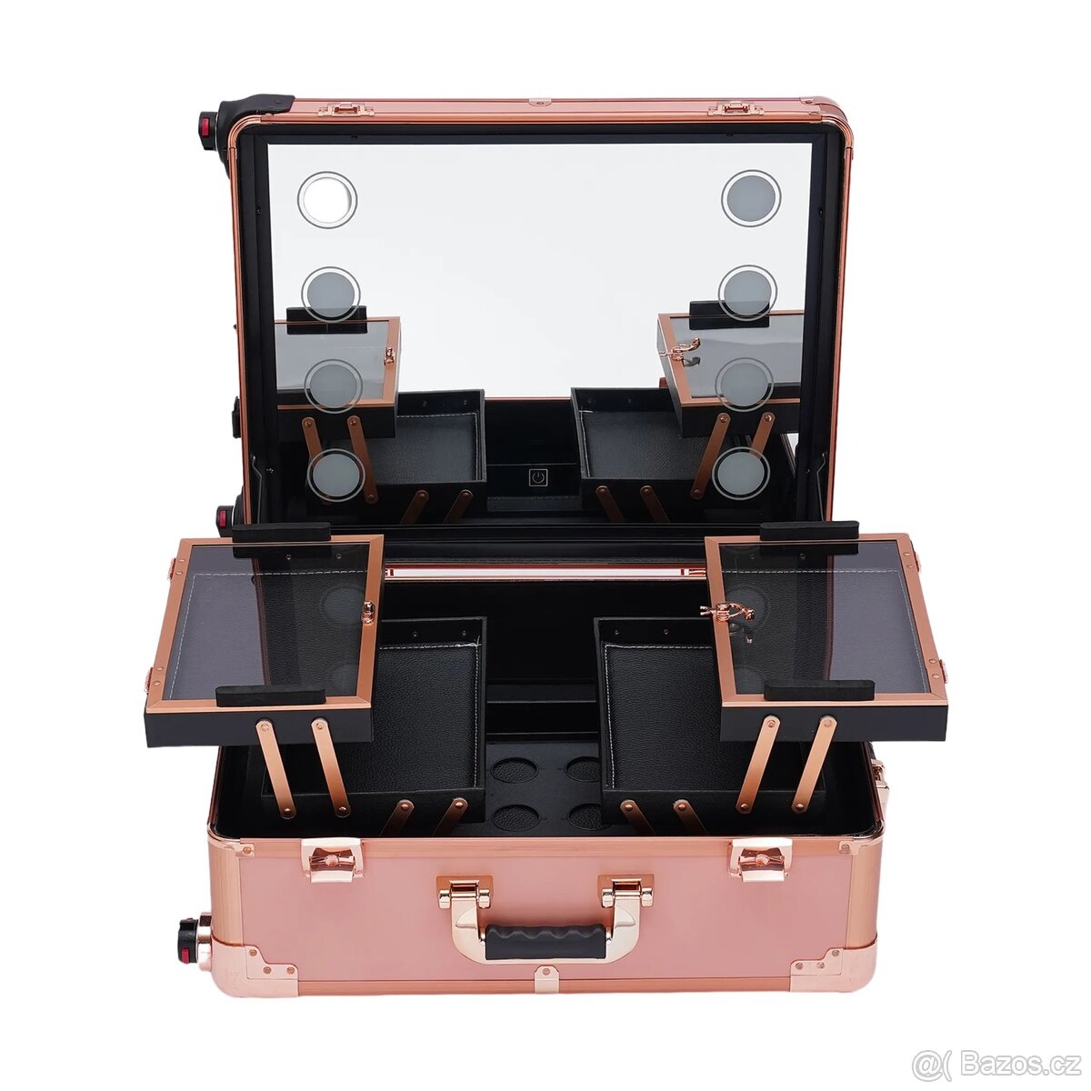 Rosegold přenosný kosmetický kufr s led světlem - 7