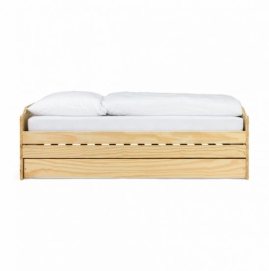 Postel, rozkládací dřevěná postel na tři lůžka - 7