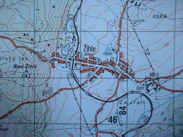 Vojenská profesionální tajná mapa Jesenice ČSLA - 7