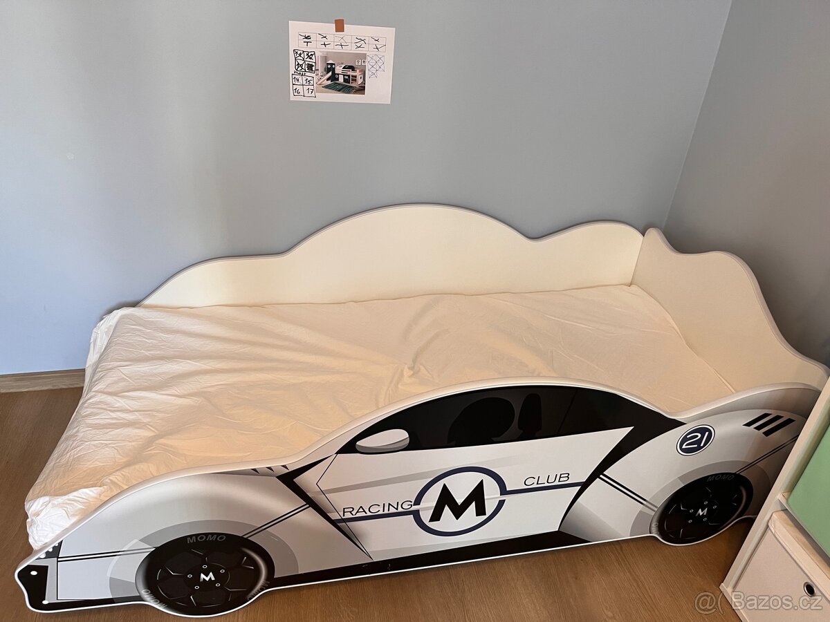 Dětská postel 90/180 auto s matrací - 7