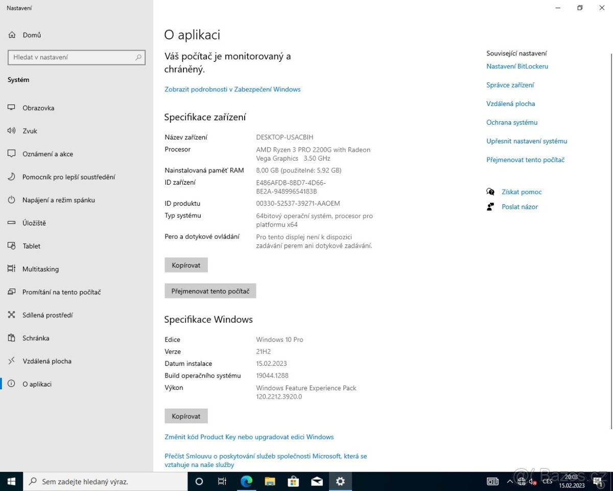 PC HP desktop ryzen 3 - 7
