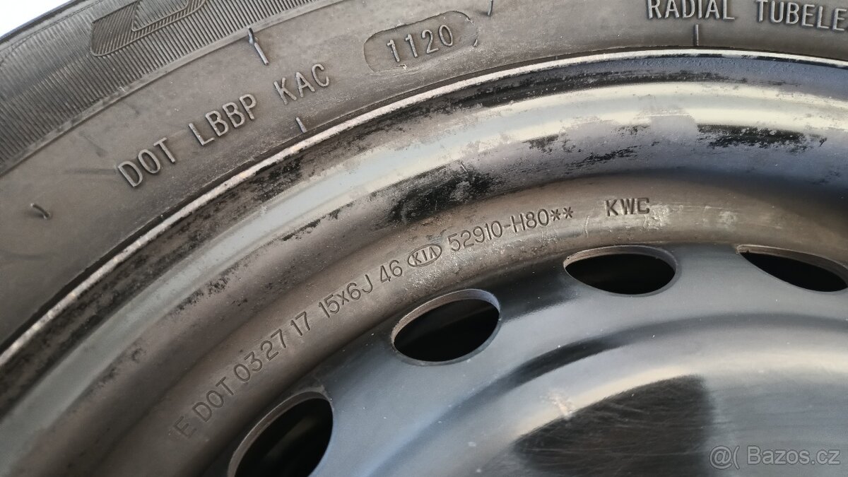 Prodáno - Sada plechových kol Kia s letními pneu 185/65 R15 - 7