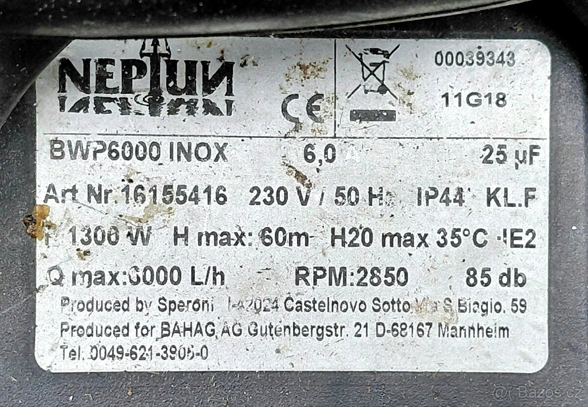 Čerpadlo NEPTUN BWP 6000 INOX - 7