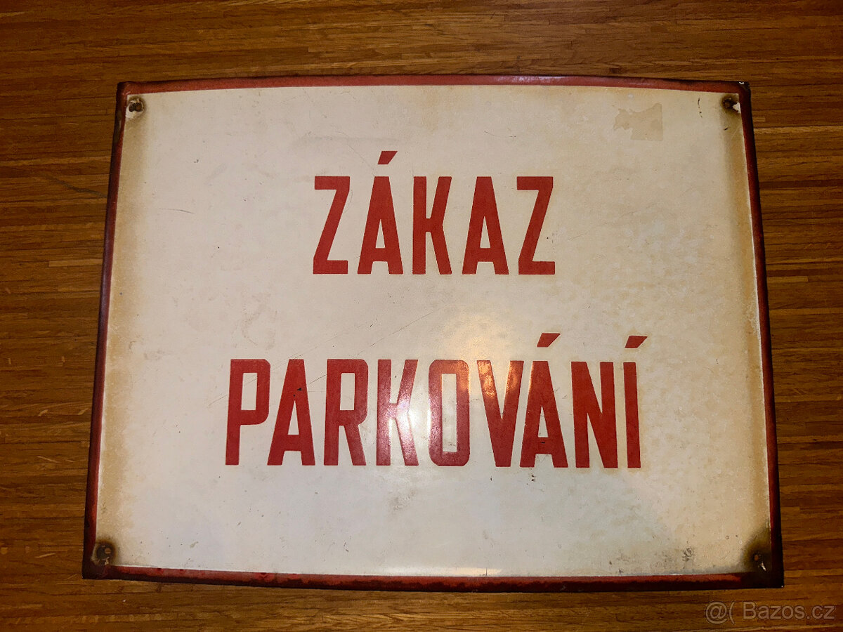 RETRO smaltovaná cedule ZÁKAZ PARKOVÁNÍ - 7