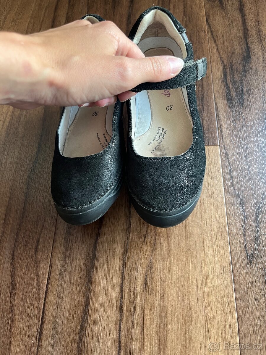 D ětské dívčí kožené černé baleríny balerínky D.D.Step - 7