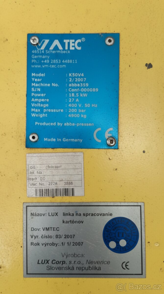 Horizontální lis - LUX - VMTEC - 7