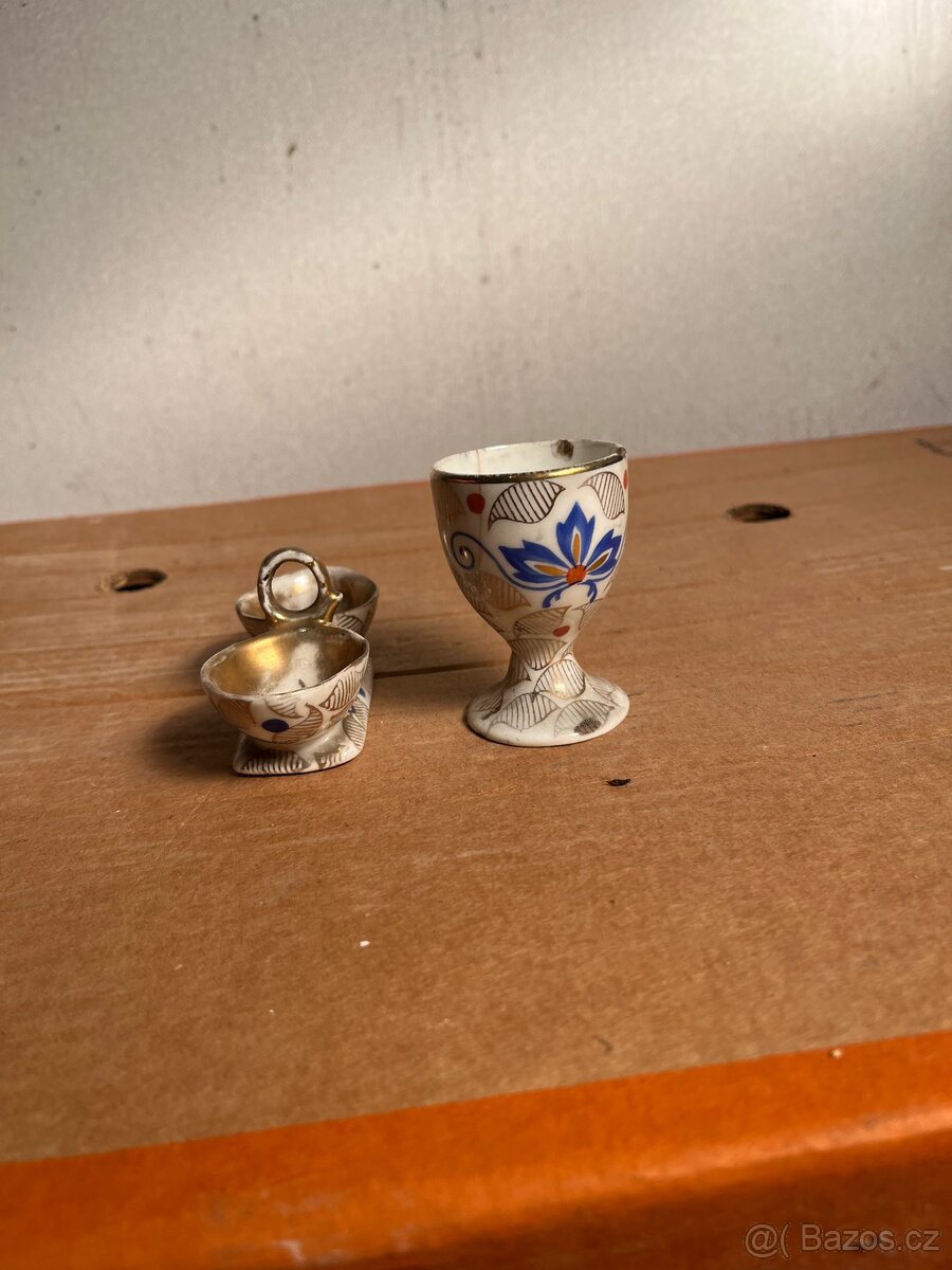 Kalíšek a solnička (dvojmiska) – Miniaturní porcelán - 7